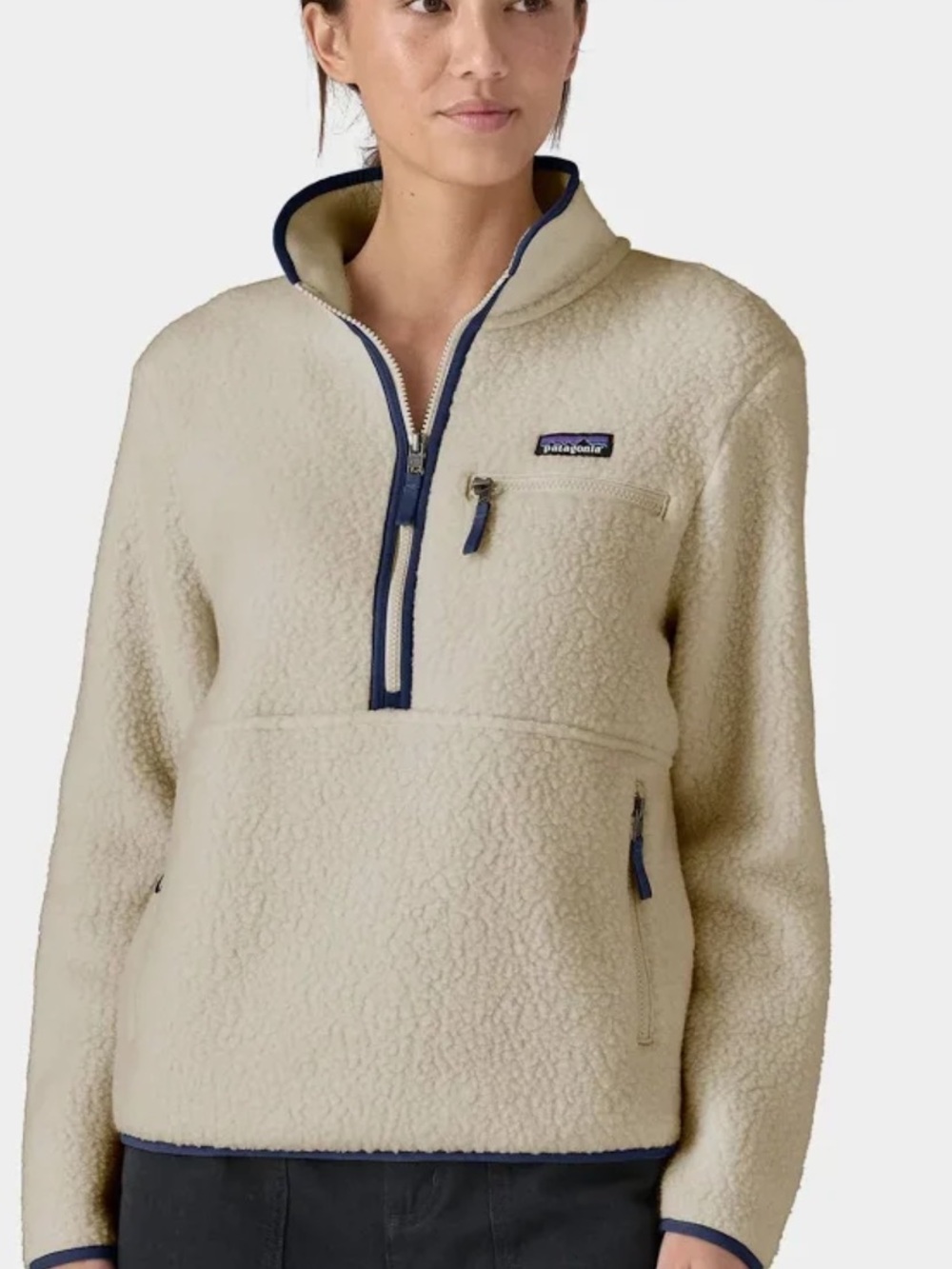 Patagonia Retro Pike Marsupial Fleece Pullover with Blue Trim Jacket